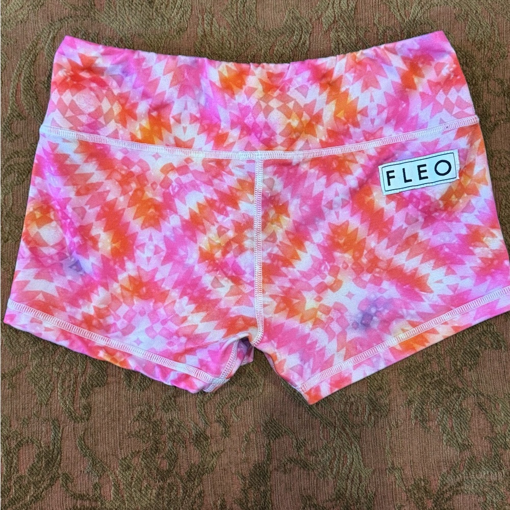 Pink and orange Fleo workout shorts. Size small.